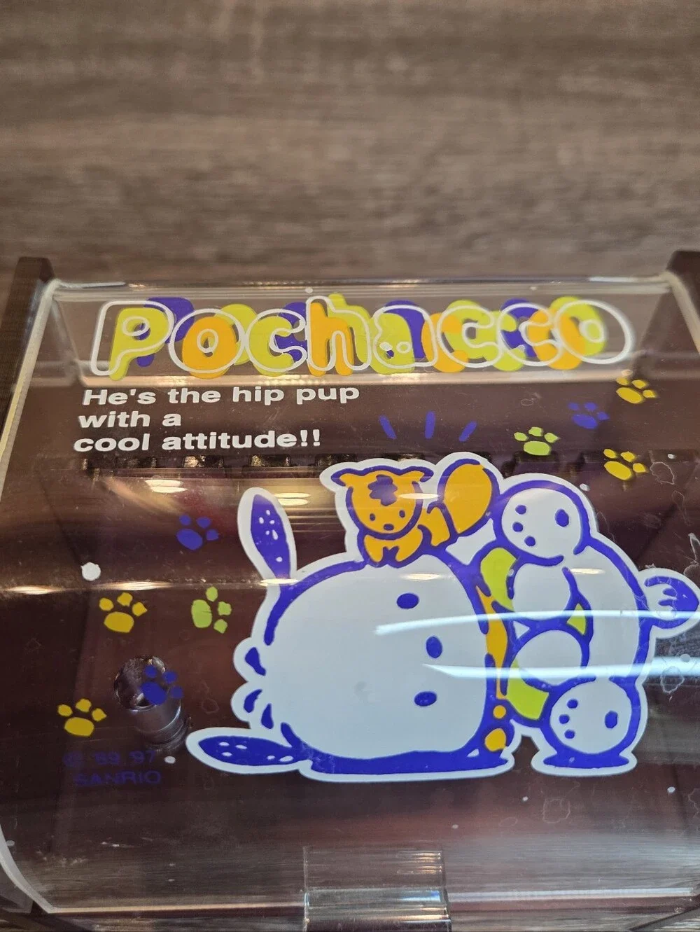 Pochacco Sanrio Puppy Acrylic Desktop Drawer Jewlery Box Stationary Vintage